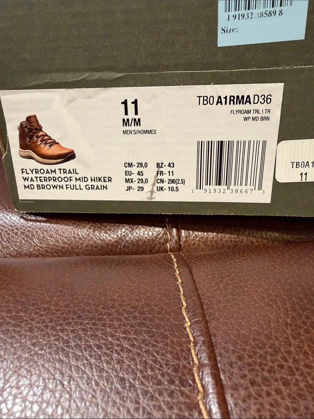 Timberland Men's Chestnut Leather Hiking Boots with Black & Orange Laces